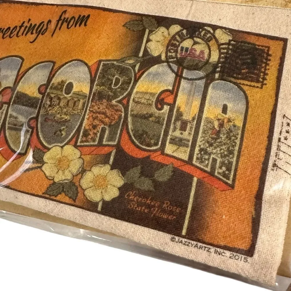 Georgia Postcard Mailable Tea Towel - Jazzy Artz NWT